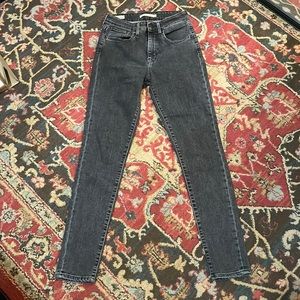 Levi’s 721 high rise grey stone wash skinny jeans